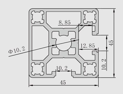 4545-2N90工業(yè)鋁型材產品參數(shù)